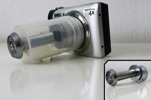Peephole attached to a compact camera