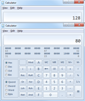 Calculator in Decimal and Hexadecimal